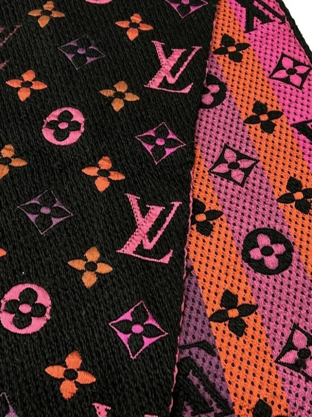 LOUIS VUITTON Eschar Progo Mania M73056 Noir Others IS0137 Scarf - Picture 3 of 5